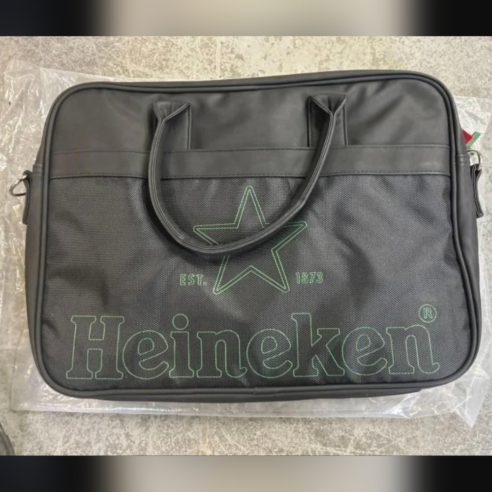 NEW Black Laptop Bag with Green Heinekin Logo Accents